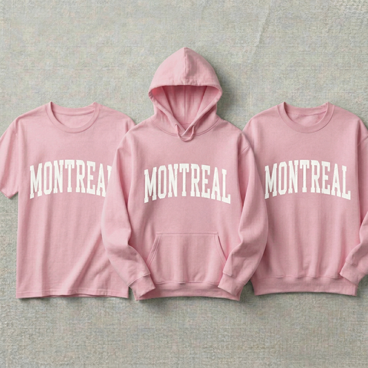 Custom Montreal Hoodie and Sweatshirt, Pink Montreal Varsity T-shirt, Minimalist Canada City Shirt, Personalized Montreal Gift