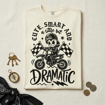 Cute Smart and a Little Bit Dramatic Toddler Hoodie | Kids Dirt Bike Skeleton Sweatshirt | Trendy Motocross Sibling Pullover