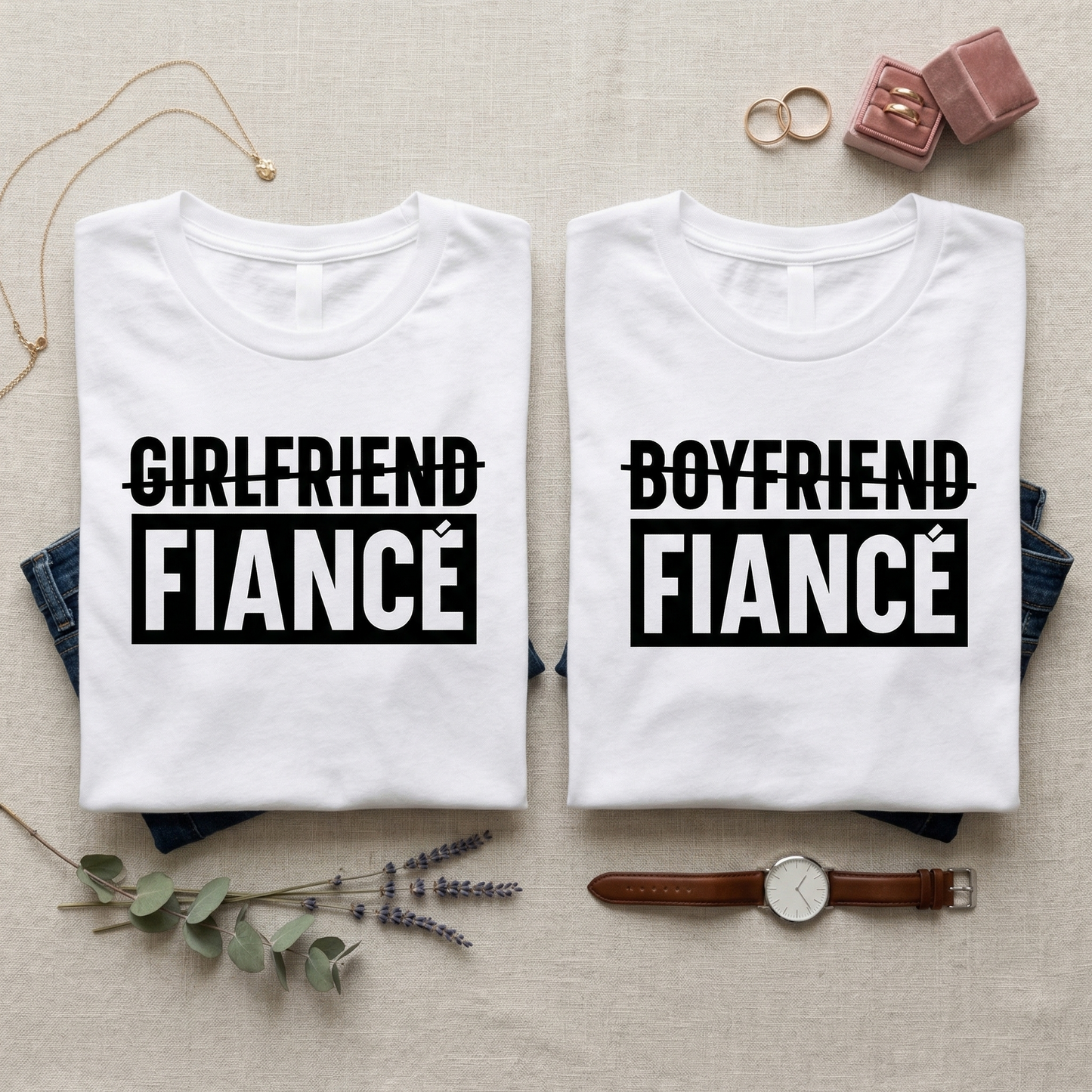 Fiancé Shirt Set, Boyfriend Girlfriend to Fiancé Upgrade Tees, Engagement Announcement Shirts, Personalized Newly Engaged Gift, Matching Couple Outfits, Wedding Proposal Gift Set