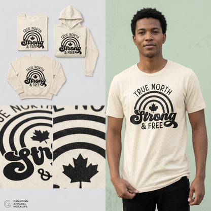 Custom True North Strong and Free Hoodie | Canada Maple Leaf Sweatshirt | Personalized Canadian Pride T-Shirt | Unisex Patriotic Apparel