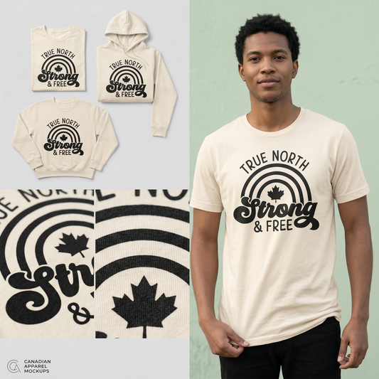 Custom True North Strong and Free Hoodie | Canada Maple Leaf Sweatshirt | Personalized Canadian Pride T-Shirt | Unisex Patriotic Apparel
