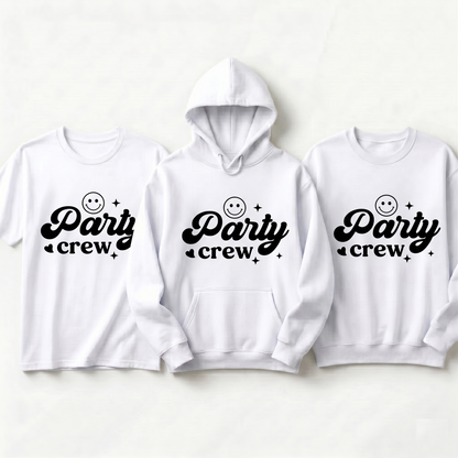 Personalized Group Event Sweatshirt, Matching Party Trip Shirts, Groovy Party Crew Tee, Party Outfits, Birthday Party Crew Hoodies