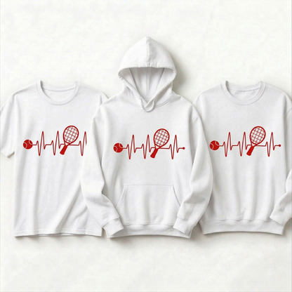 Custom Tennis Heartbeat Shirt, Tennis Hoodie, Personalized Tennis Player Gift, Tennis Team Sweatshirt, Tennis Mom Shirt, Tennis Coach Gift