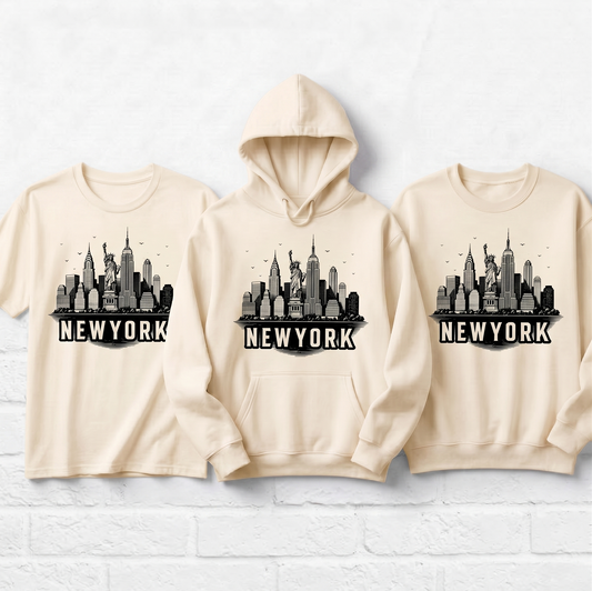 Custom New York City T-Shirt - Minimalist NYC Skyline Shirt- New York Vacation Souvenir - Custom City Apparel Gift