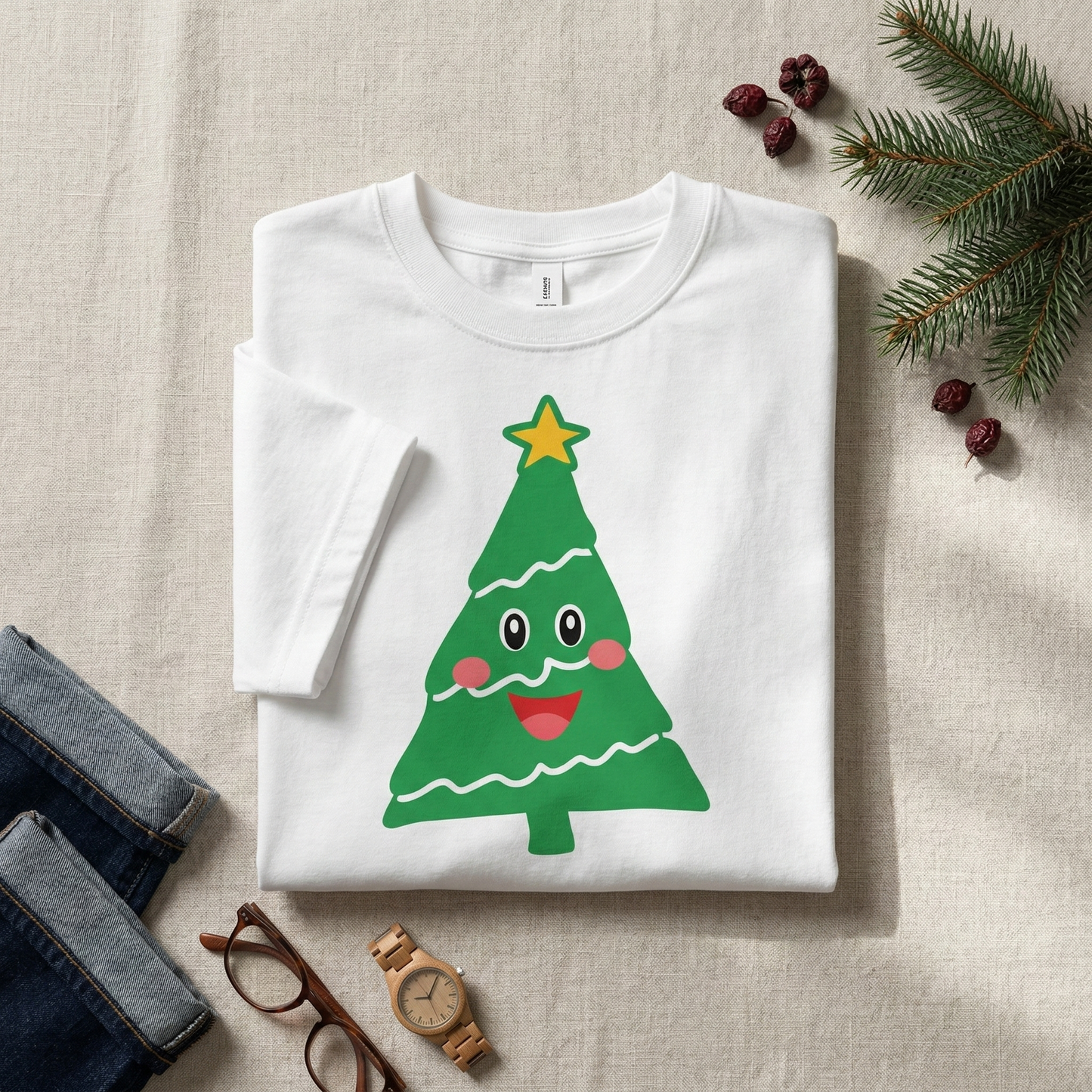 Kids Christmas Tree Shirt | Red Holiday Toddler Tee, Festive Winter Outfit