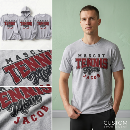 Custom Tennis Mom Hoodie, Personalized Tennis Shirt with Name, Personalized Sports Mom Gift, Custom Team Tennis Apparel
