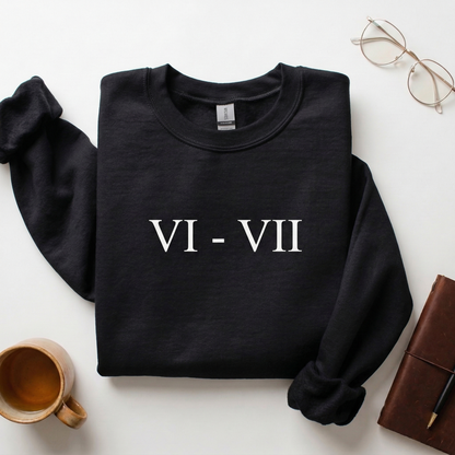 Minimalist Roman Numeral VI - VII Crewneck Sweatshirt, Anniversary Date Sweater