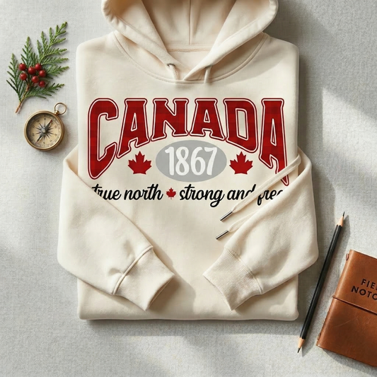 Vintage Canada Hoodie, Retro Canadian Pride Sweatshirt, True North Strong and Free Pullover,Canada Souvenir Gift, Unisex Aesthetic Hoodie