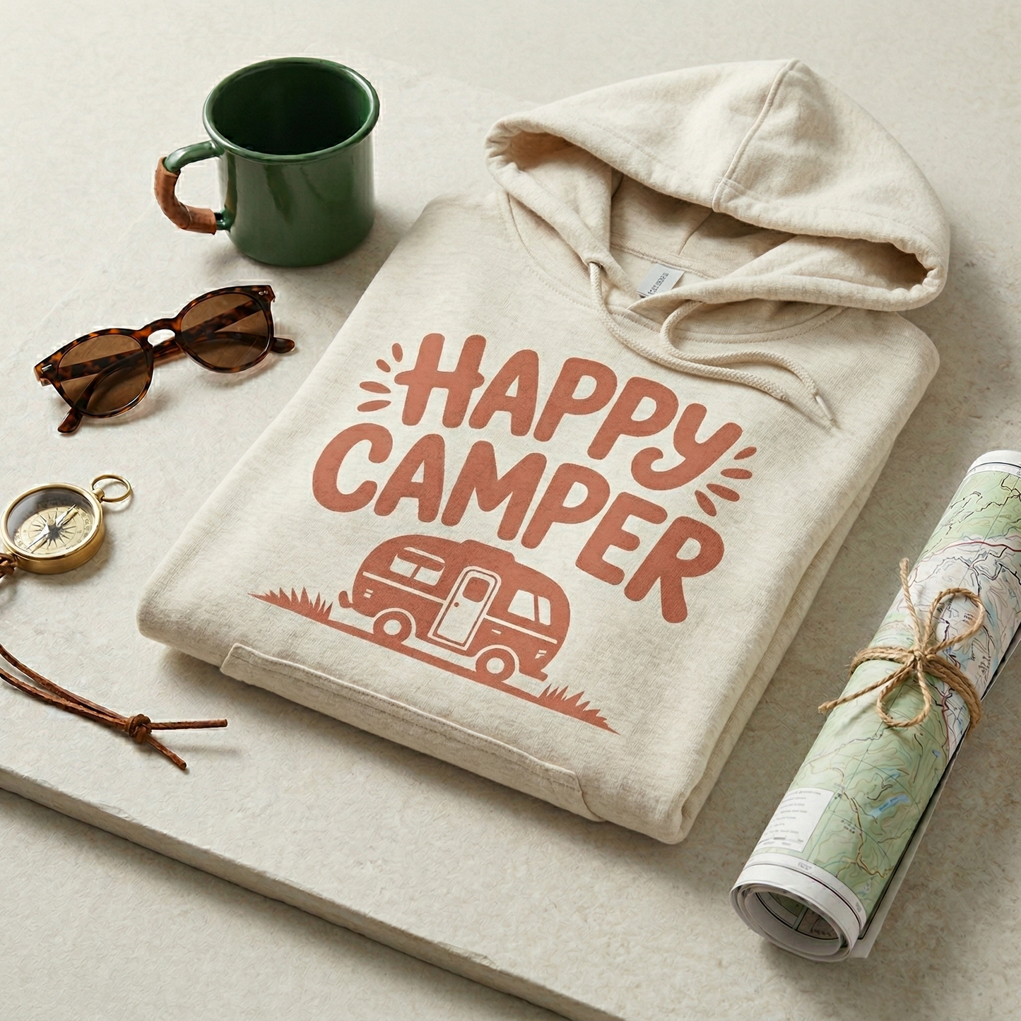 Custom Happy Camper Shirt, Personalized Camping Tee, Retro Outdoors T-Shirt, Vintage Caravan Gift, Family Camping Trip Shirt
