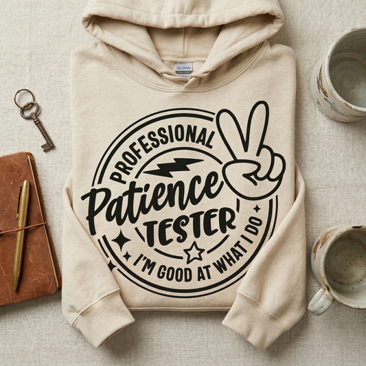Professional Patience Tester Toddler Hoodie | Funny Kids Retro Sweatshirt | Sassy Toddler Pullover | Trendy Neutral Kids Clothe