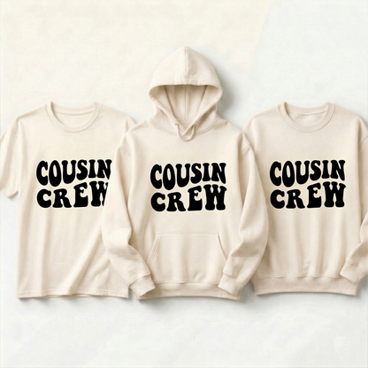Custom Cousin Crew Shirt, Retro Wavy Cousin Hoodie, Matching Family Vacation Sweatshirt, Personalized Family Reunion Gift