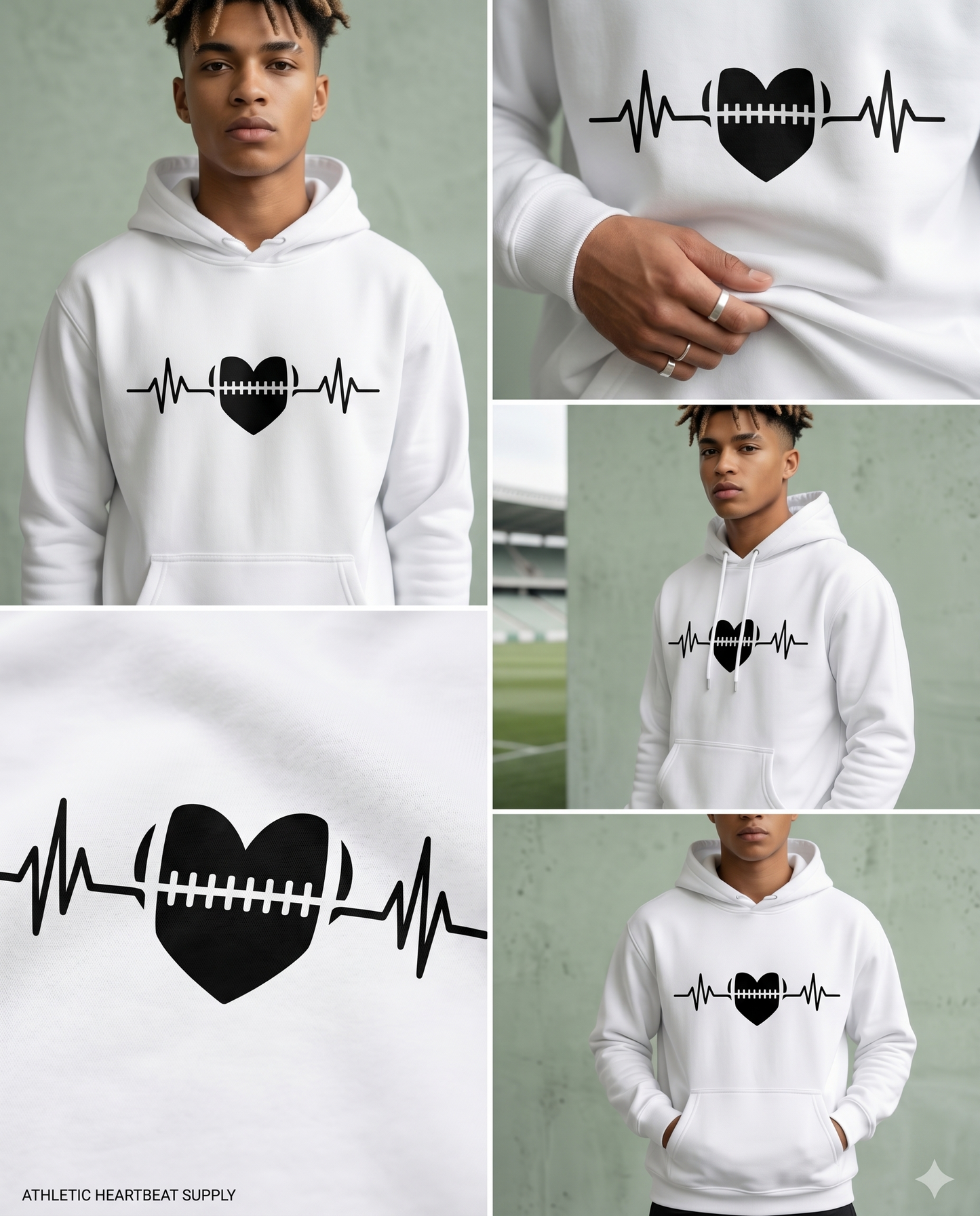 Custom Football Heartbeat Hoodie, American Football EKG Life Line Shirt, Personalized Football Fan Crewneck, Game Day Apparel