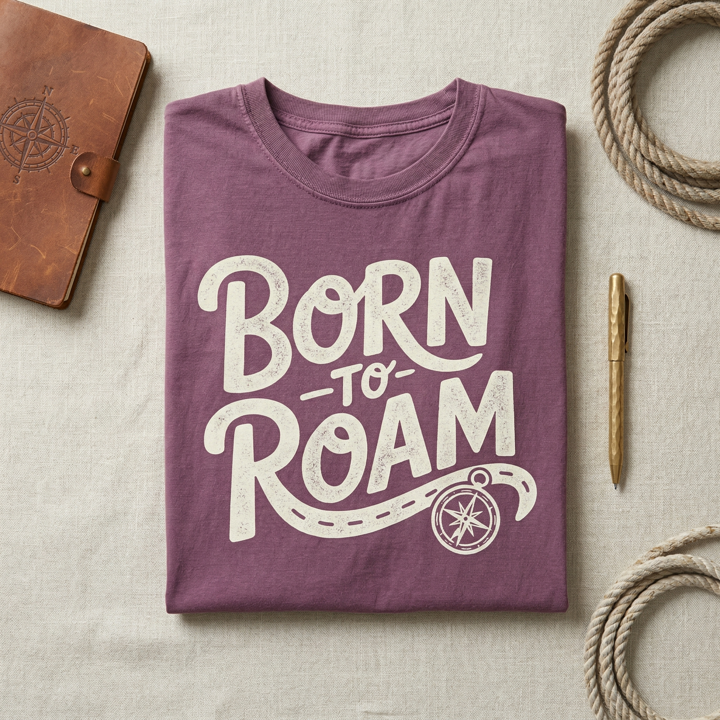 Born to Roam T-Shirt, Adventure Shirt for Women, Retro Wanderlust Tee, Nature Lover Gift, Mauve Customized Travel Shirt