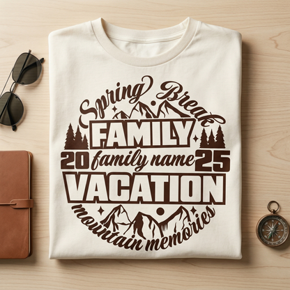 Custom Family Vacation Shirt, Mountain Memories Spring Break Tee, Matching Family Road Trip Shirt, Personalized Family Name Vacation shirt