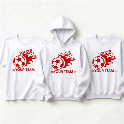 Custom Soccer Team Shirts, Personalized Soccer Hoodie, Comet Soccer Ball Sweatshirt, Custom Team Spirit Apparel, Custom Soccer Coach Gift