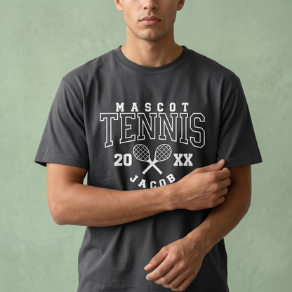 Custom Tennis Hoodie and Shirt, Personalized Tennis Team Gift, Custom Sweatshirt with Name, Tennis Mascot Apparel, Personalized Sports Gift
