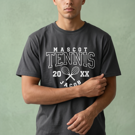 Custom Tennis Hoodie and Shirt, Personalized Tennis Team Gift, Custom Sweatshirt with Name, Tennis Mascot Apparel, Personalized Sports Gift