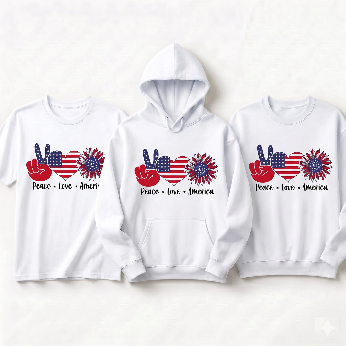 Custom Peace Love America Shirt, Retro Patriotic 4th of July Hoodie, Personalized Independence Day Sweatshirt