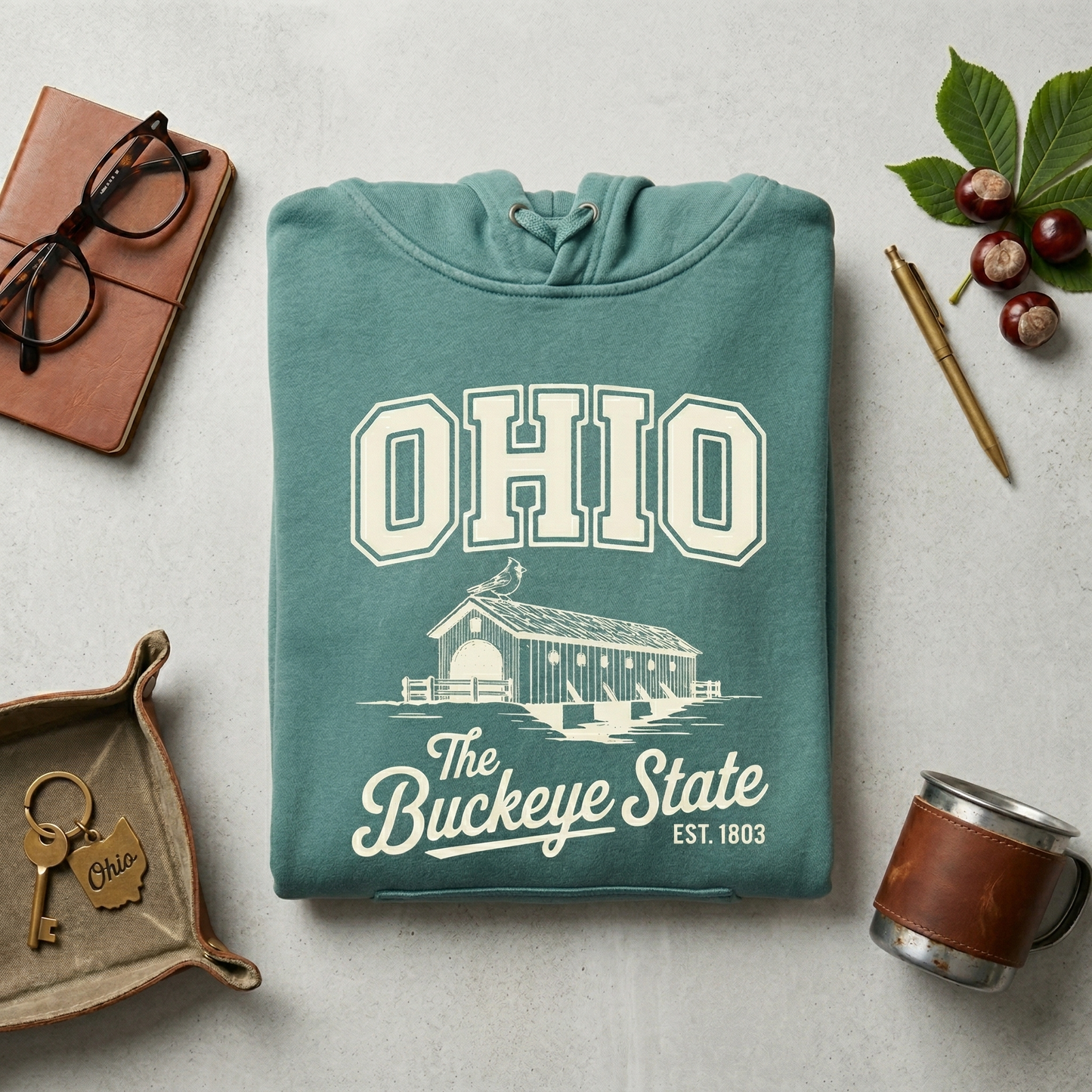 Custom Ohio Hoodie, Vintage Covered Bridge Sweatshirt, Personalized State Apparel