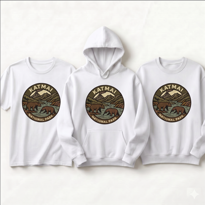Custom Katmai National Park Shirt, Vintage Alaska Bear Hoodie, Personalized Nature Lover Sweatshirt, Retro Outdoor Adventure Apparel