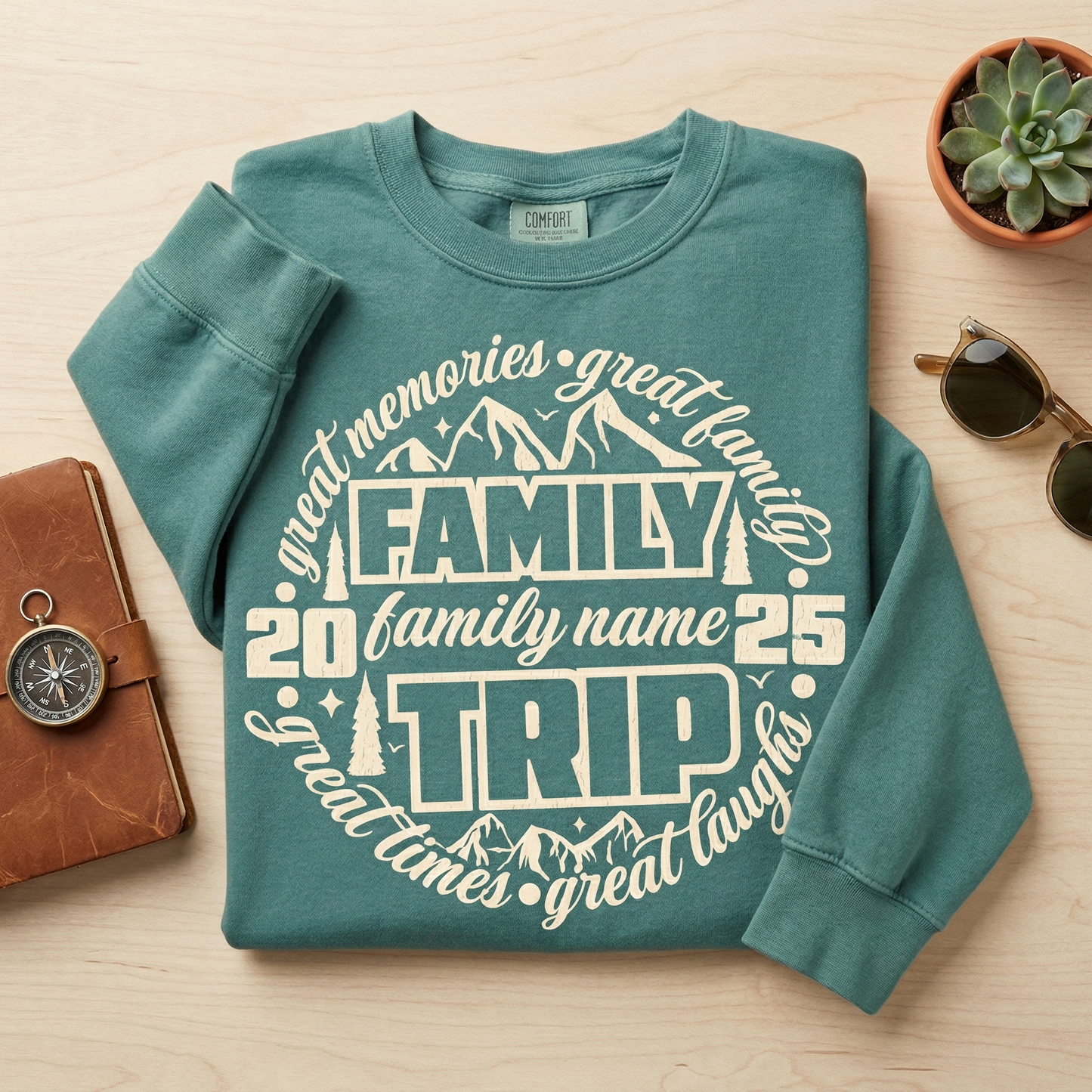 Custom Family Trip 2026 Sweatshirt, Personalized Family Name Mountain Crewneck, Matching Family Vacation Pullover, Great Memories Trip Gift