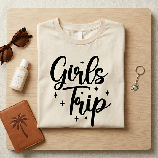 Custom Girls Trip Shirt, Matching Vacation T-Shirt,Personalized Bachelorette Party Top, Group Travel Gift, Summer 2026 Holiday Shirt