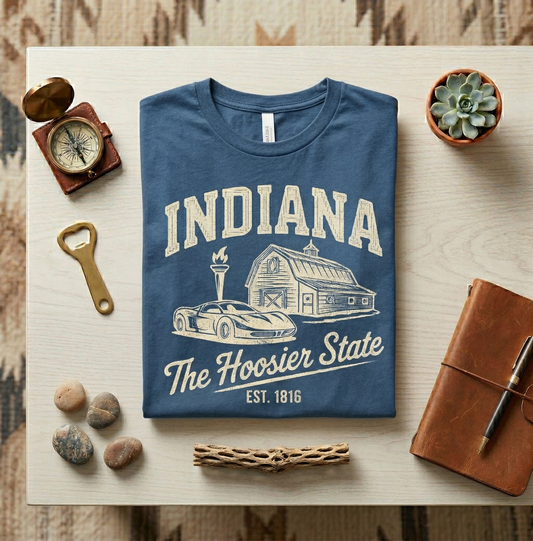 Custom Indiana Hoodie - Vintage Hoosier State Sweatshirt - Retro IN 1816 Est. Pullover - Personalized Indiana Gift