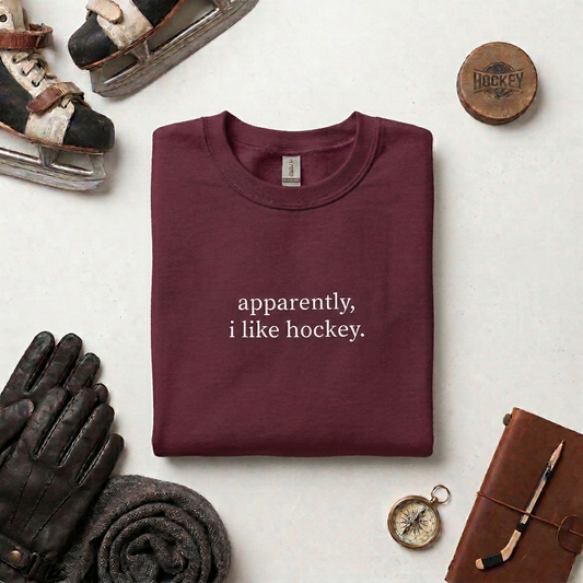 Maroon Hockey Sweatshirt | Minimalist Crewneck, Game Day Pullover