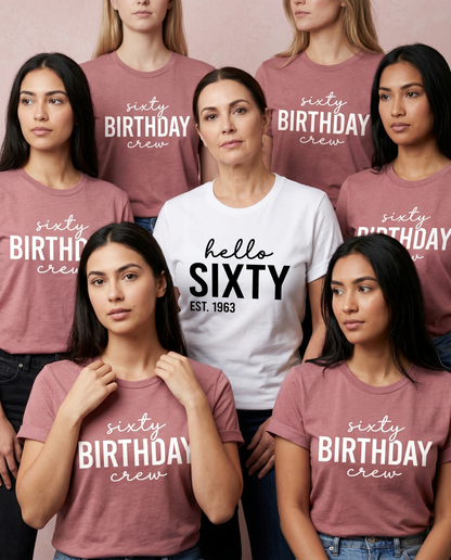 Birthday Crew Shirts for Women, Custom Group Birthday Trip T-Shirts, Sixtieth Birthday Gift, Personalized Shirt, Custom Year Birthday Top