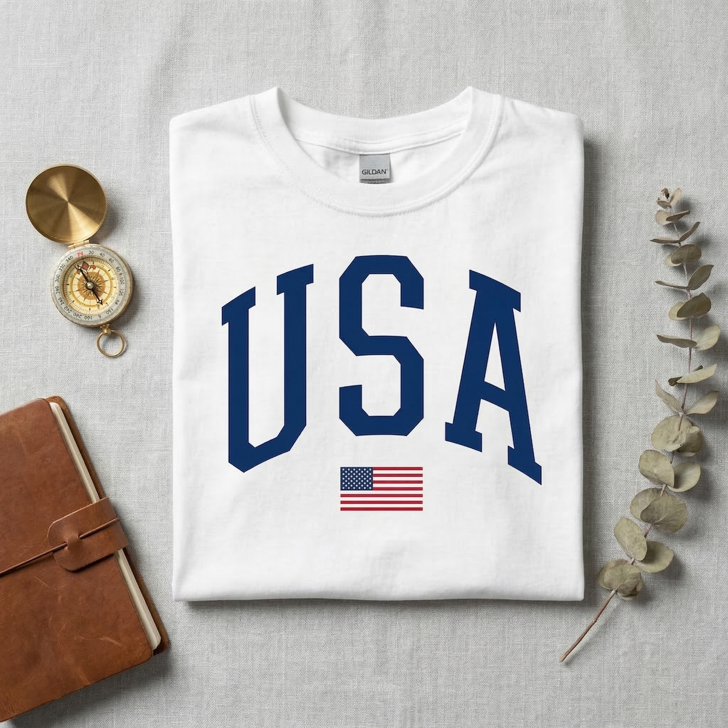 USA Collegiate Shirt | Vintage American Flag T-Shirt | Retro Patriotic Tee | 4th of July Outfit | Minimalist Americana Apparel