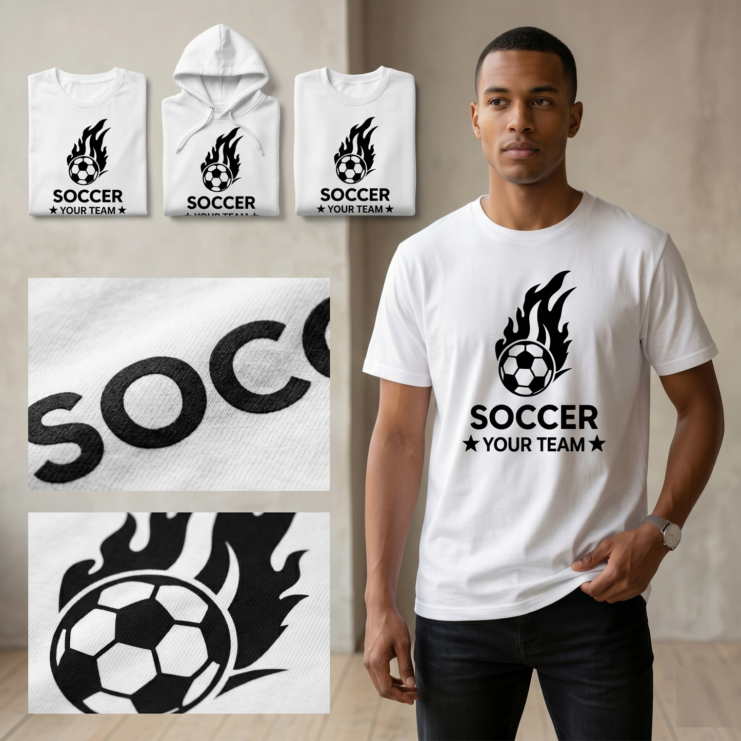 Custom Soccer Team Shirts, Personalized Soccer Hoodie, Custom Team Spirit Wear, Matching Soccer Team Apparel, Custom Soccer Coach Gift,