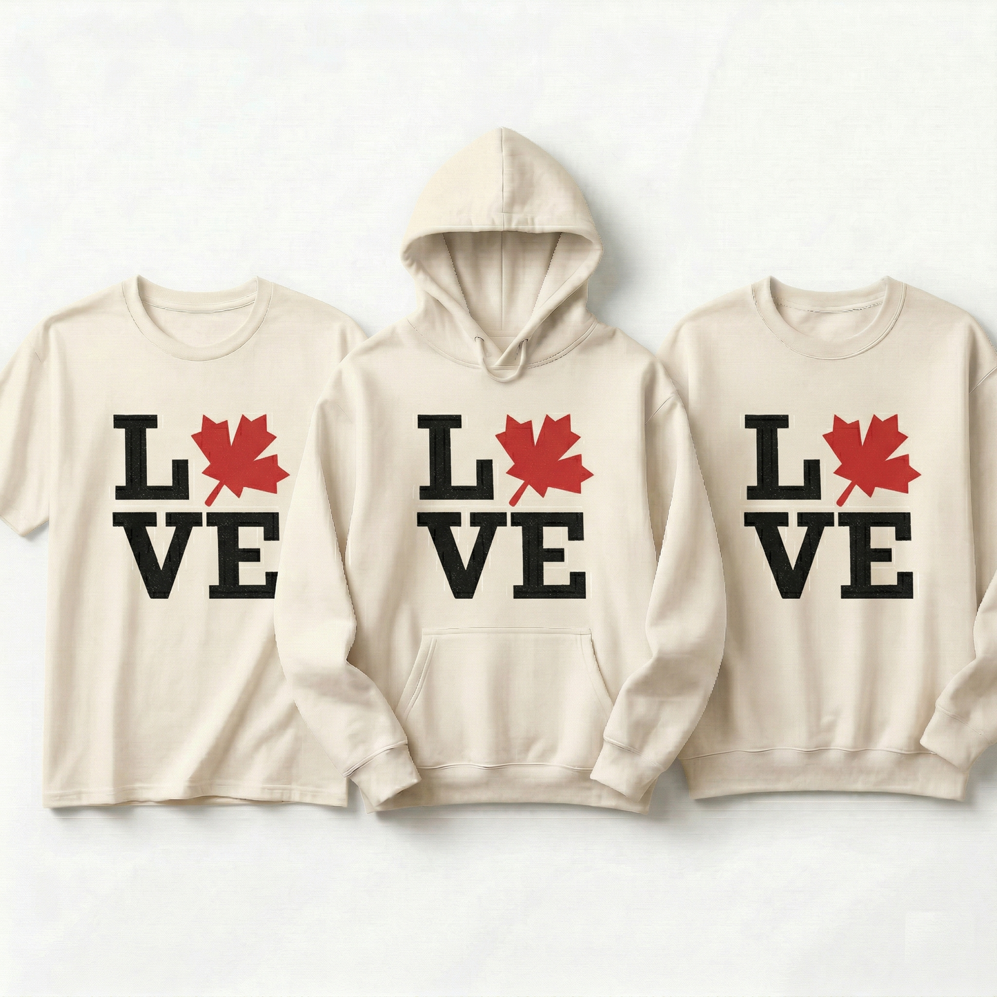 Custom Canadian Maple Leaf Love Sweatshirt - Personalized Canada Heart Crewneck - Minimalist Red Leaf Pullover - Unisex Canada Day Gift