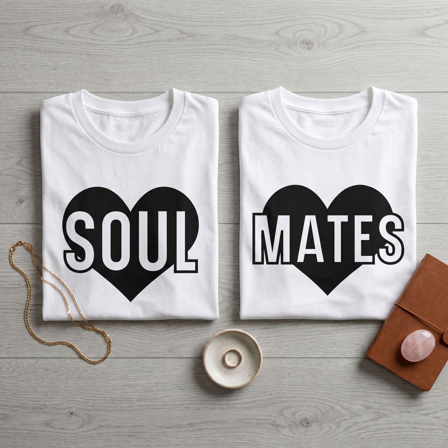 Matching Soul Mates Couple Shirts, Personalized Heart T-Shirt Set, Custom Anniversary Gift for Husband Wife, Valentines Day Apparel
