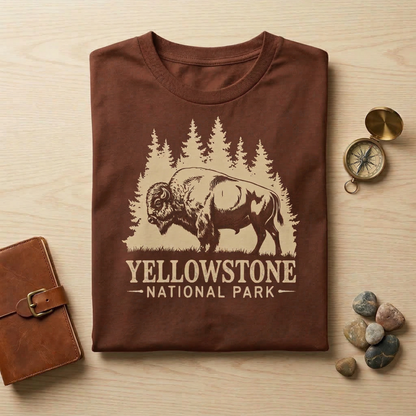 Yellowstone National Park T-Shirt | Vintage Bison Graphic Tee | Retro Wildlife Nature Shirt | Wyoming Adventure Gift