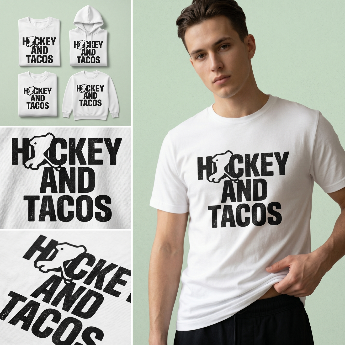 Custom Hockey and Tacos Hoodie, Funny Hockey Shirt with Name, Personalized Hockey Player Gift, Hockey Taco Lover Sweatshirt