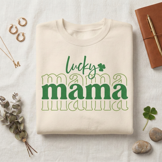 Lucky Mama Sweatshirt, St Patrick's Day Clover Crewneck, Irish Mom Apparel