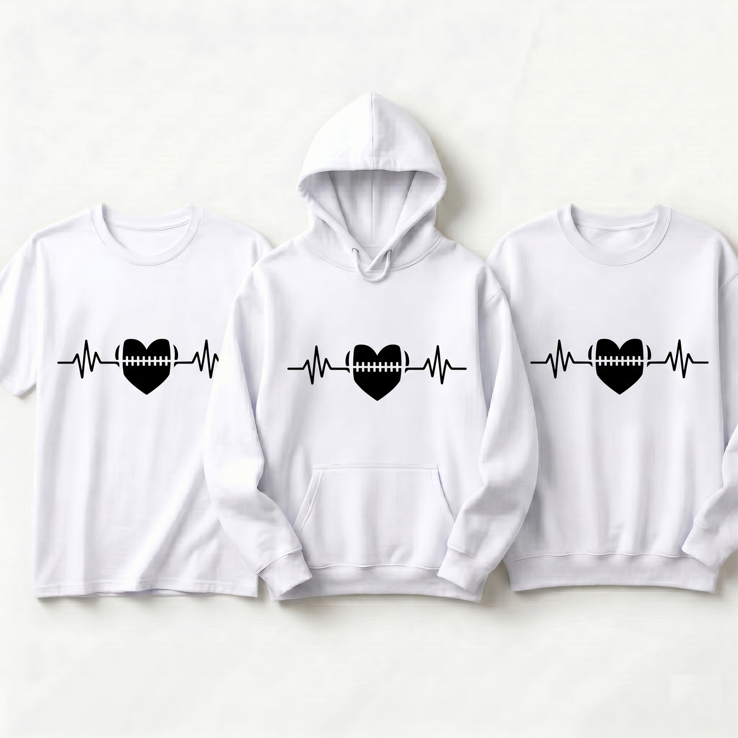 Custom Football Heartbeat Hoodie, American Football EKG Life Line Shirt, Personalized Football Fan Crewneck, Game Day Apparel