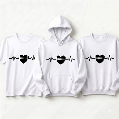 Custom Football Heartbeat Hoodie, American Football EKG Life Line Shirt, Personalized Football Fan Crewneck, Game Day Apparel