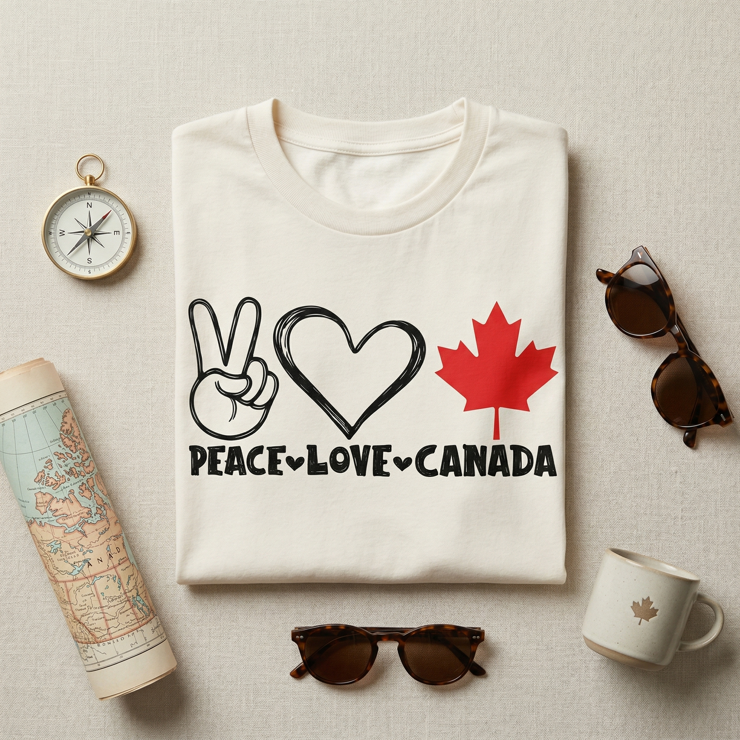 Custom Peace Love Canada Hoodie, Personalized Maple Leaf Sweatshirt, Canadian Pride Pullover, Minimalist Canada Gift, Retro Canada Souvenir