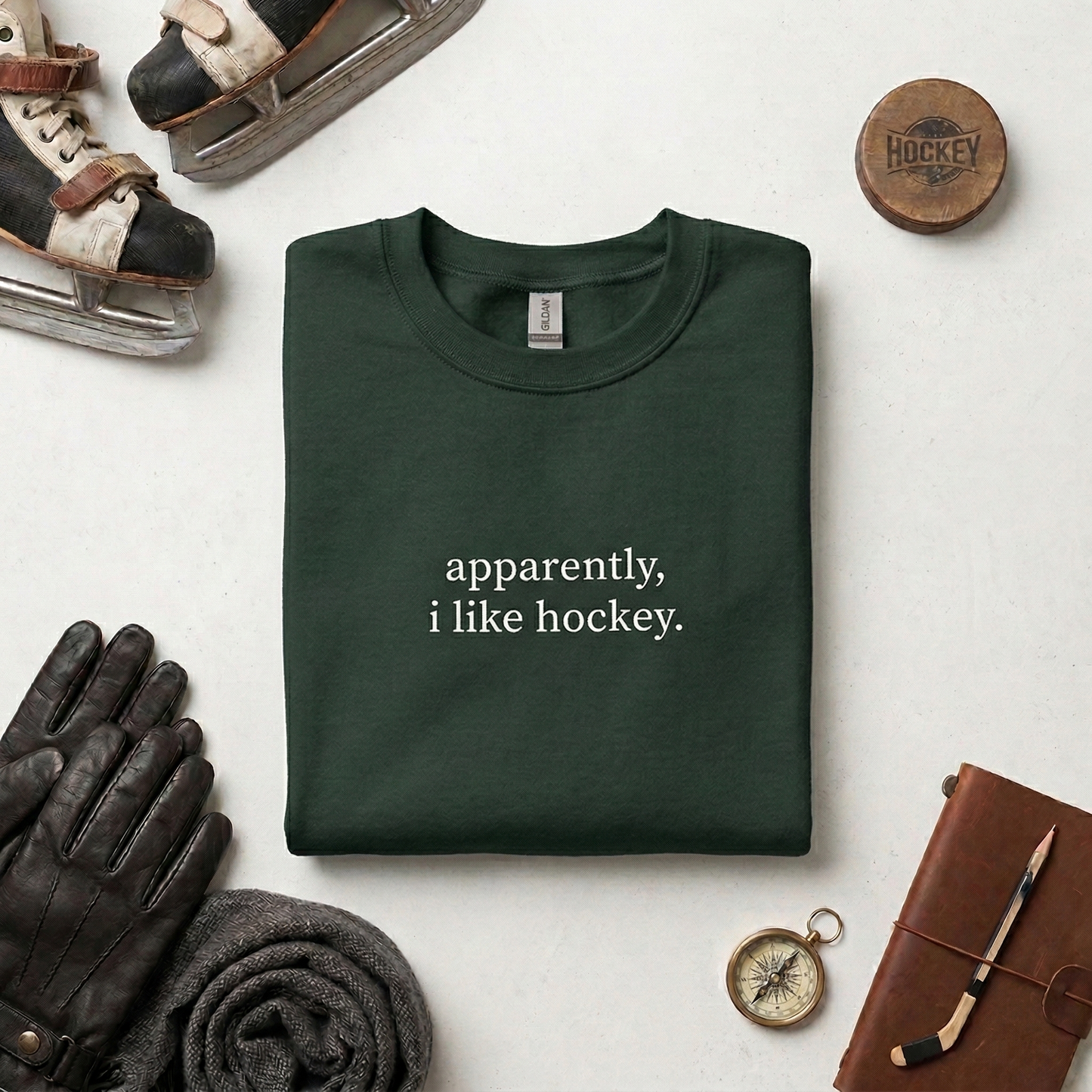 Maroon Hockey Sweatshirt | Minimalist Crewneck, Game Day Pullover