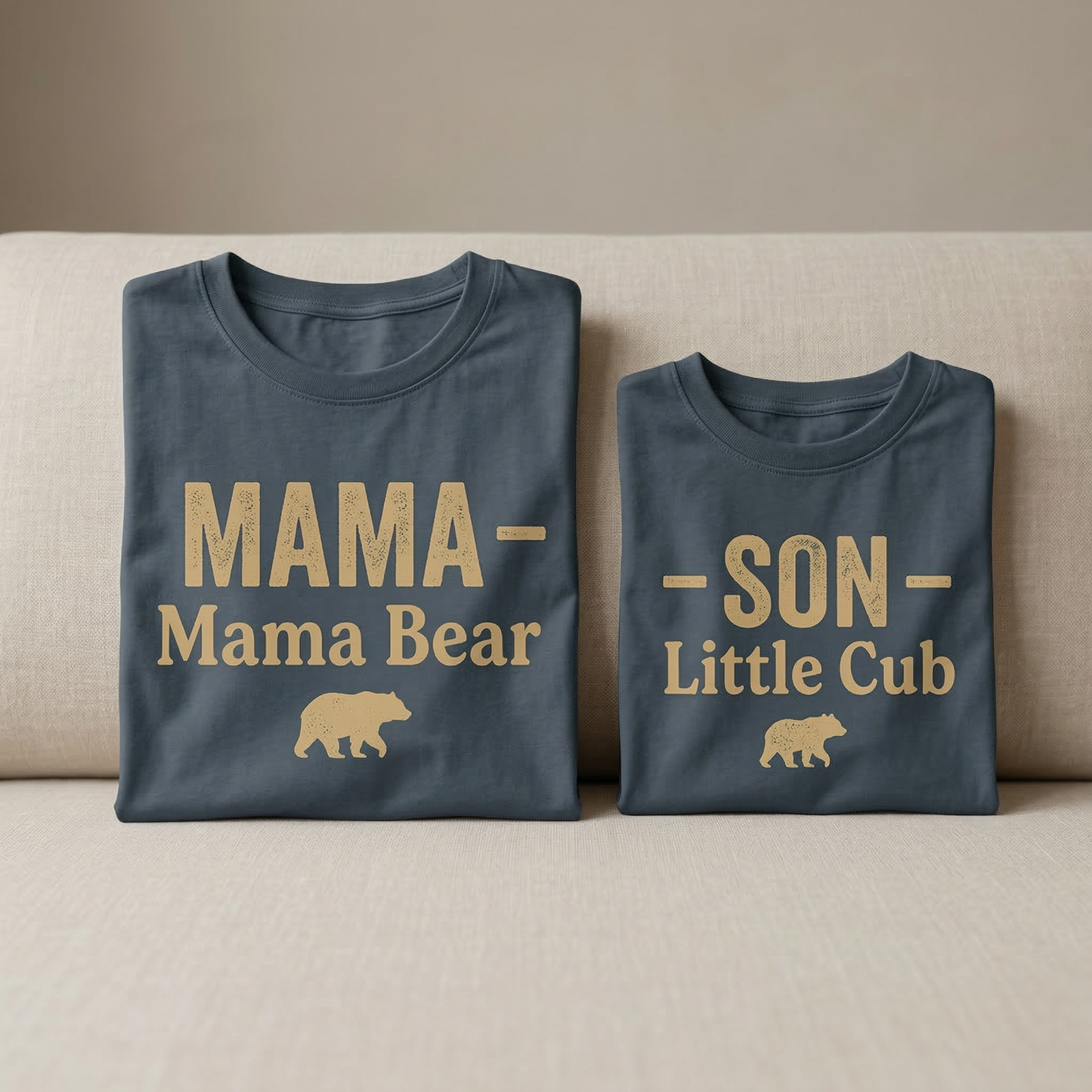 Mama Bear and Little Cub Matching Shirt Set | Mother and Son Matching Outfits | New Mom Gift | Boho Mama T-Shirt | Toddler Boy Bear Shirt | Set of 2