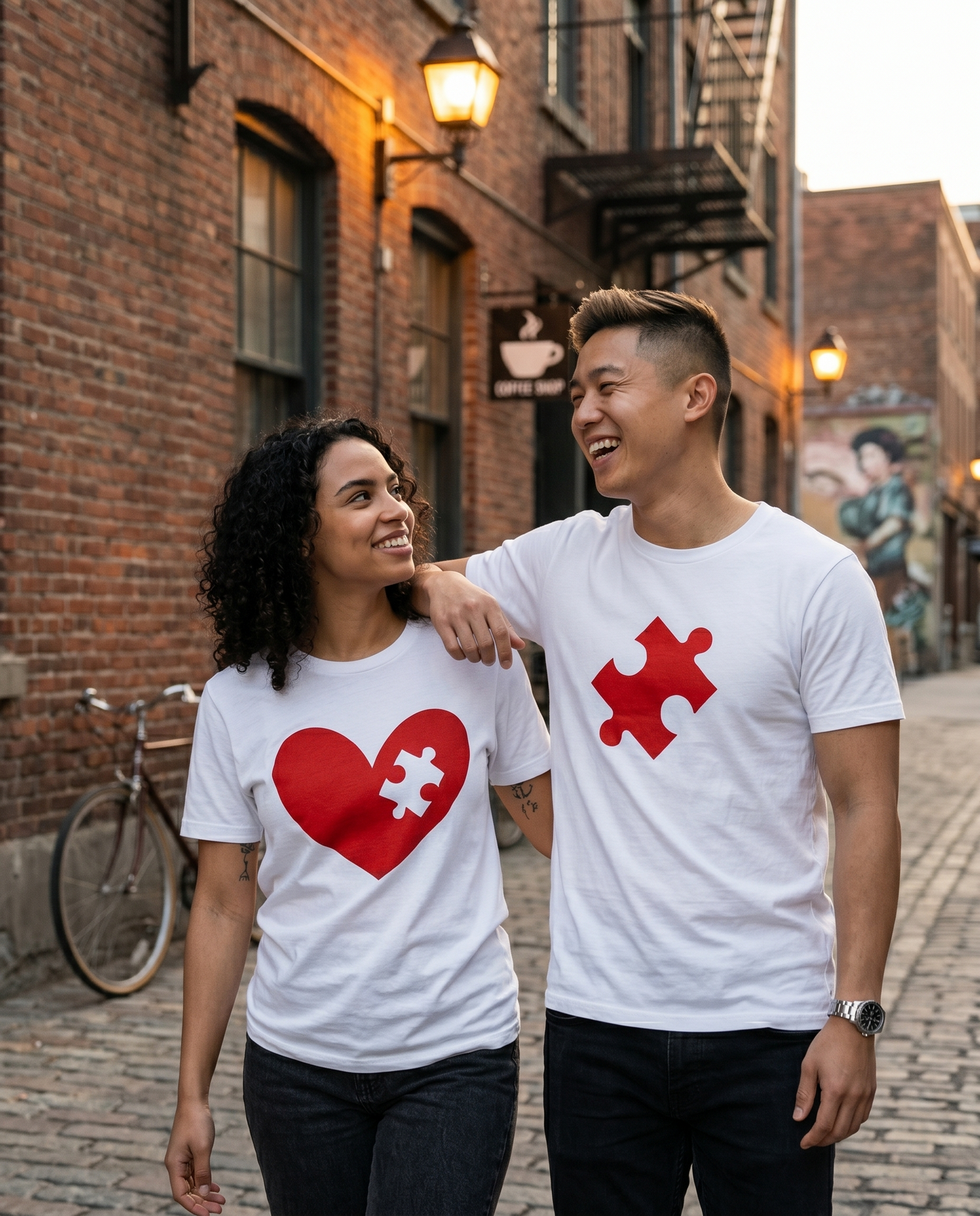 Matching Couple Shirts, Custom Heart Puzzle Piece T-Shirt, Valentines Day Gift for Boyfriend Girlfriend, Anniversary Couple Hoodies