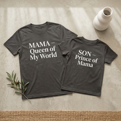 Mama & Son Matching Shirts – Queen of My World / Prince of My World – Mommy and Me T-Shirts – Boy Mom Matching Outfit – Mother Son Gift
