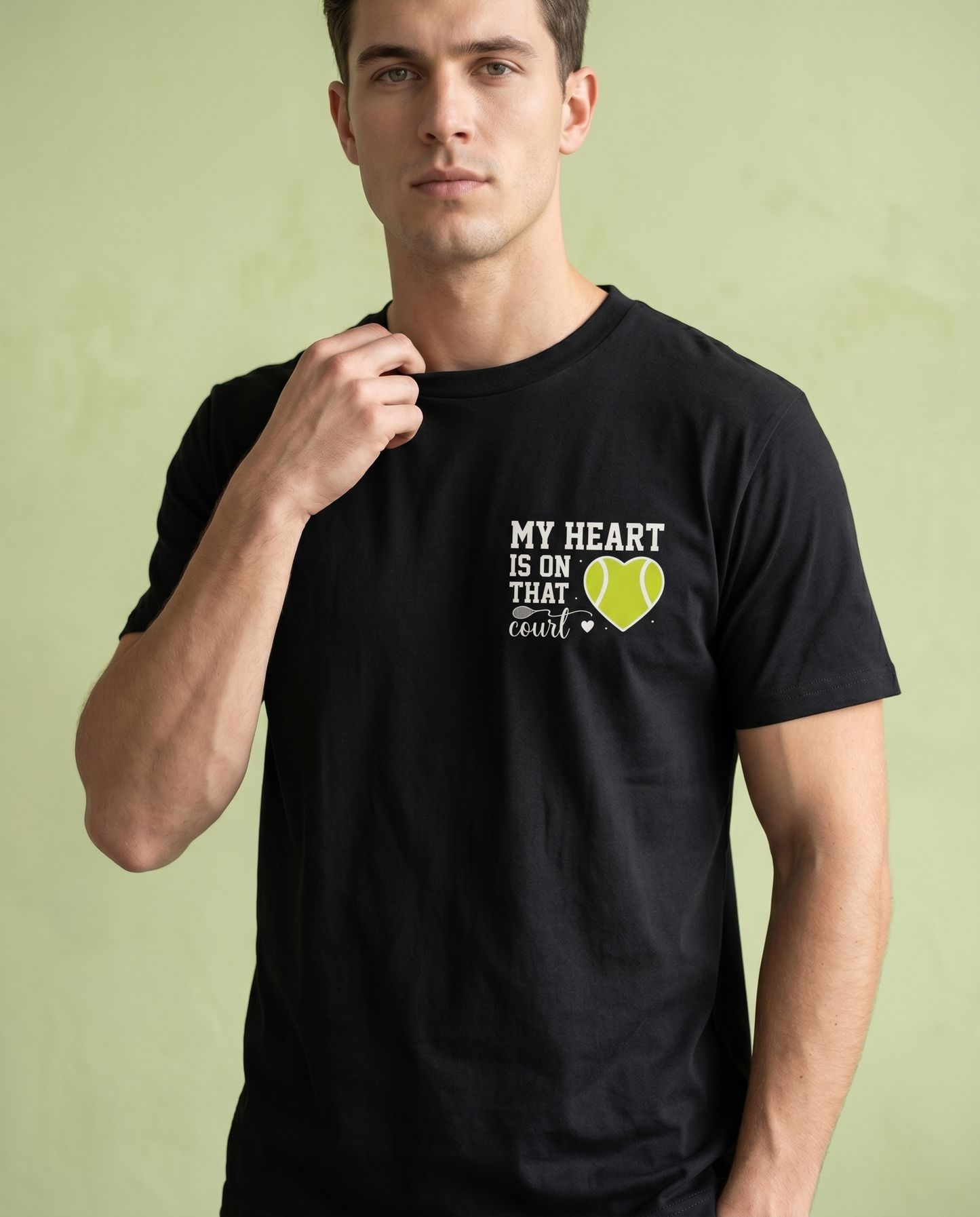 Custom My Heart is on That Court Hoodie, Personalized Tennis Mom Shirt, Tennis Player Gift, Game Day Tennis Sweatshirt, Sports Mom Apparel