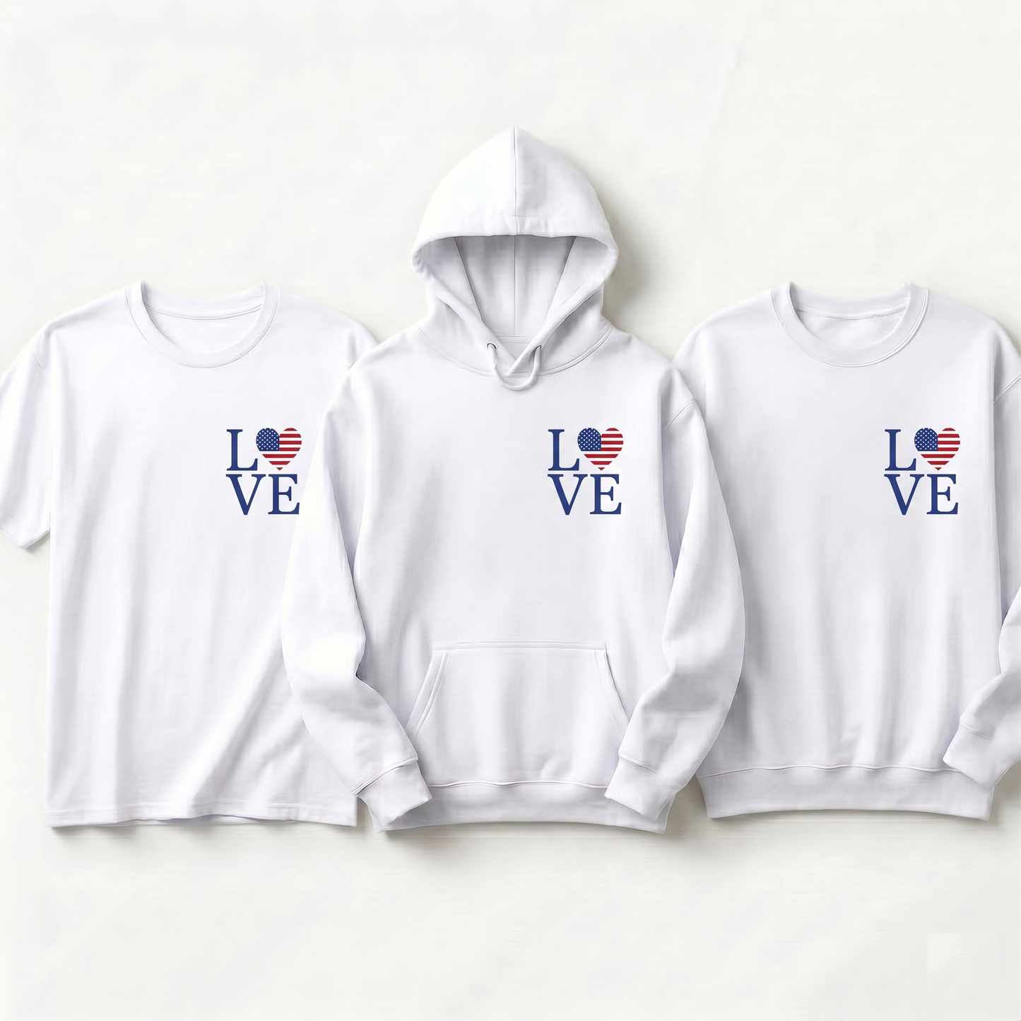 Custom American Flag Love Shirt, Personalized USA Heart Hoodie, Custom Patriotic Love Sweatshirt, Fourth of July Family Shirts