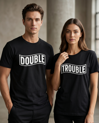 Matching Double Trouble Shirts, Custom Best Friend T-Shirt Set, Personalized Twin Outfits, Funny Couple Hoodies, Gift for Bestie