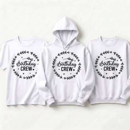 Custom Birthday Crew Hoodie, Floral Birthday Squad Sweatshirt, Personalized Boho Birthday T-Shirt, Matching Birthday Party Shirts