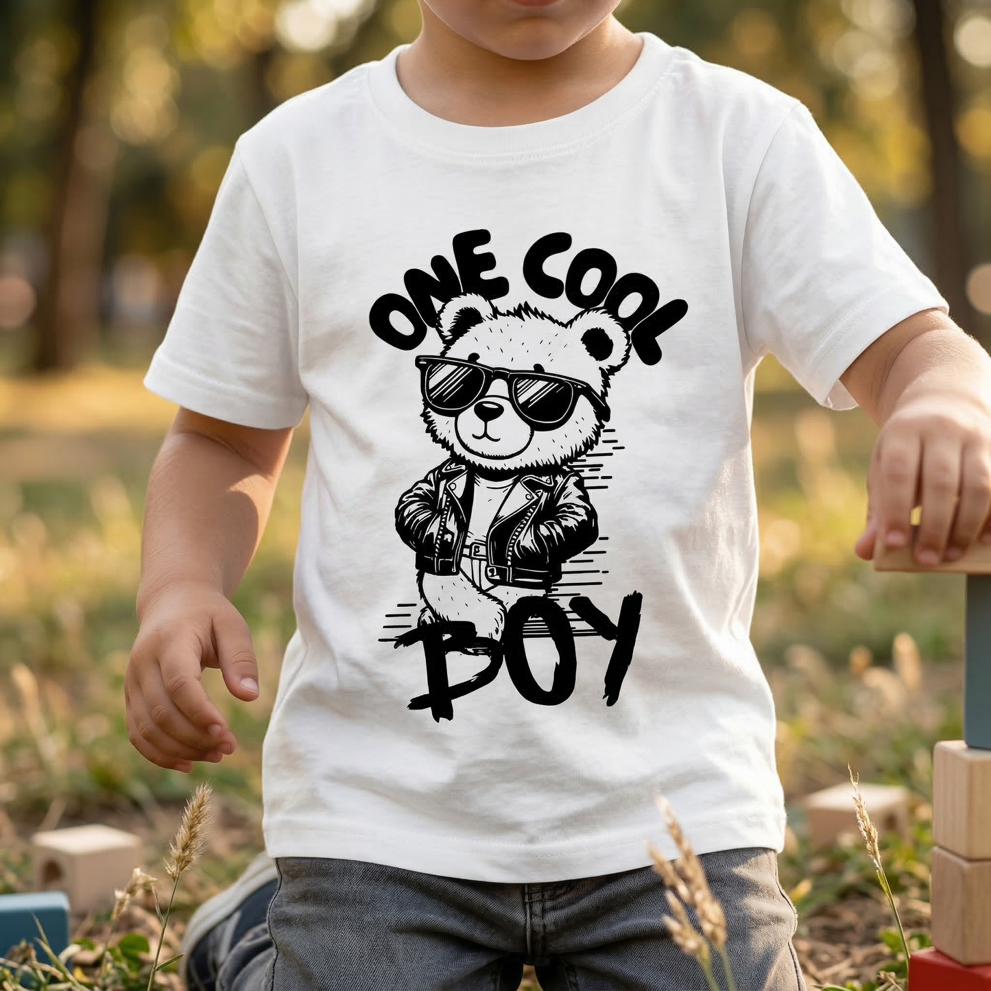 One Cool Boy Shirt, Cool Teddy Bear Toddler Tee, Kids Retro Graphic T-Shirt, Funny Boy Birthday Gift, Edgy Kids Clothes, Skater Bear Boy Top