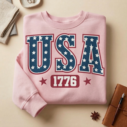 Vintage USA 1776 Sweatshirt | 4th of July Patriotic Crewneck | Retro Americana Pullover | Independence Day Sweater | Varsity USA Apparel