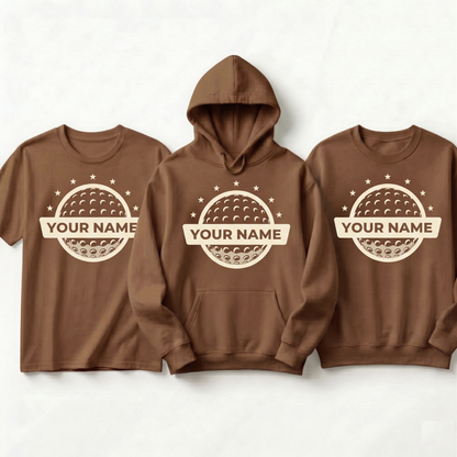 Custom Name Golf Shirt, Personalized Retro Golf Ball Hoodie, Minimalist Golfer Gift Sweatshirt, Vintage Country Club Apparel, Custom Tee